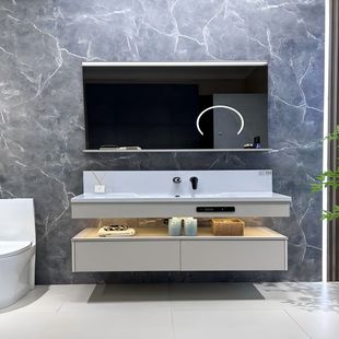 酒店风浴室柜高背一体盆智能镜卫生间洗漱台洗手盆组合柜卫浴