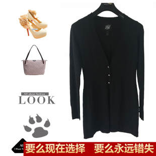 外销单簿型针织连衣裙长袖时尚女装V领上衣中长款毛衣小码包邮