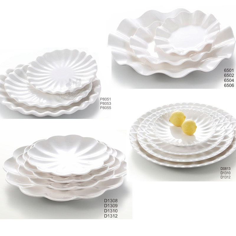 白色餐盘快餐仿瓷餐具盘子塑料密胺圆盘菜盘盖浇饭盘西式西餐盘A5