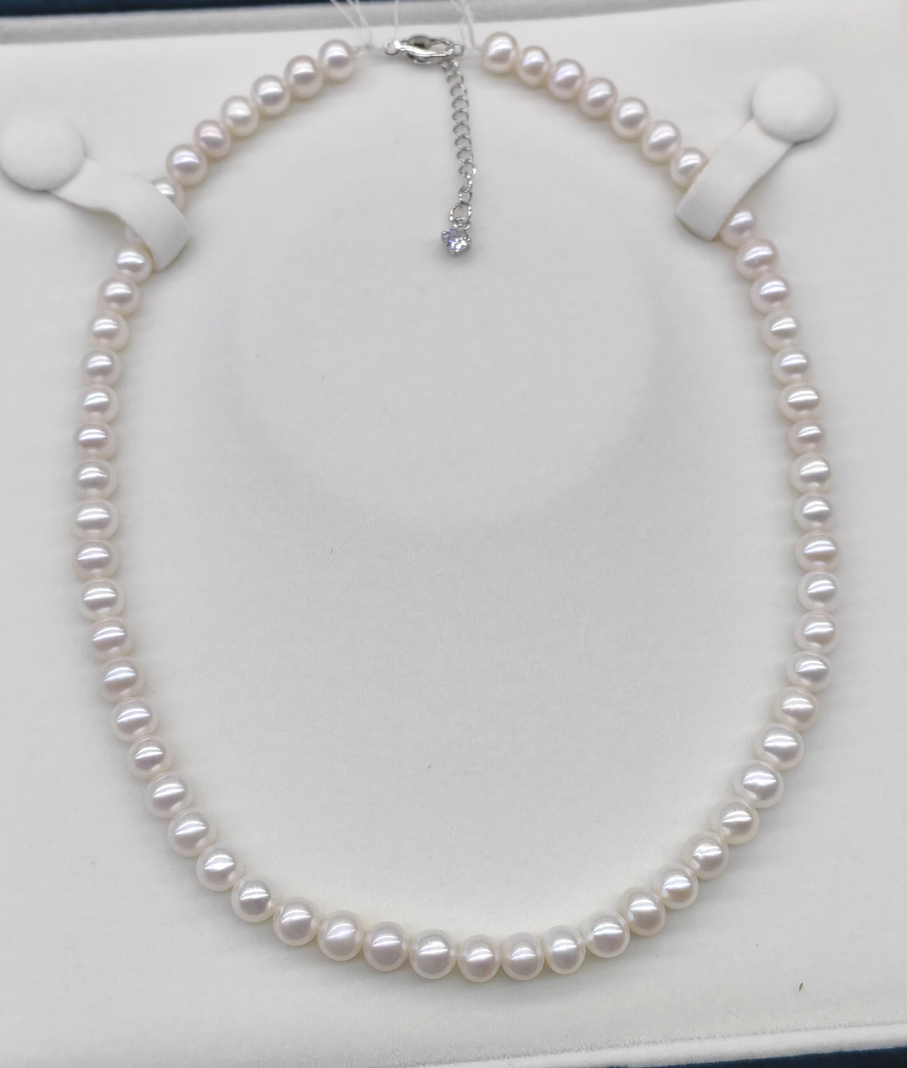 诸暨天然淡水珍珠项链6-7mm近圆强光微微瑕珍珠颈链锁骨链送女友