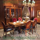 亚历山大2米2餐桌 奢华10人长方形饭桌英式 欧式 实木餐桌椅组合法式