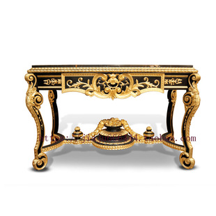 法式玄关台金箔客厅欧式实木进口门厅桌意大利进口黑色装饰玄关台