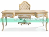 后现代简约港式 书桌轻奢写字台意大利新古典奢华白色金箔老板桌椅