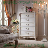 欧式 三斗柜奢华实木手绘收纳柜意大利白色提斗柜 五斗柜卧室法式