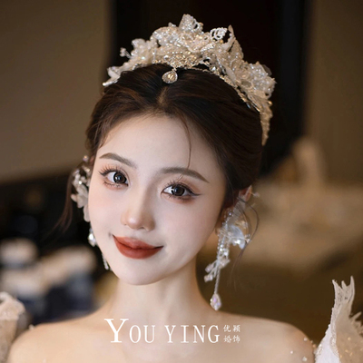 轻奢水晶蕾丝花瓣皇冠合金水晶