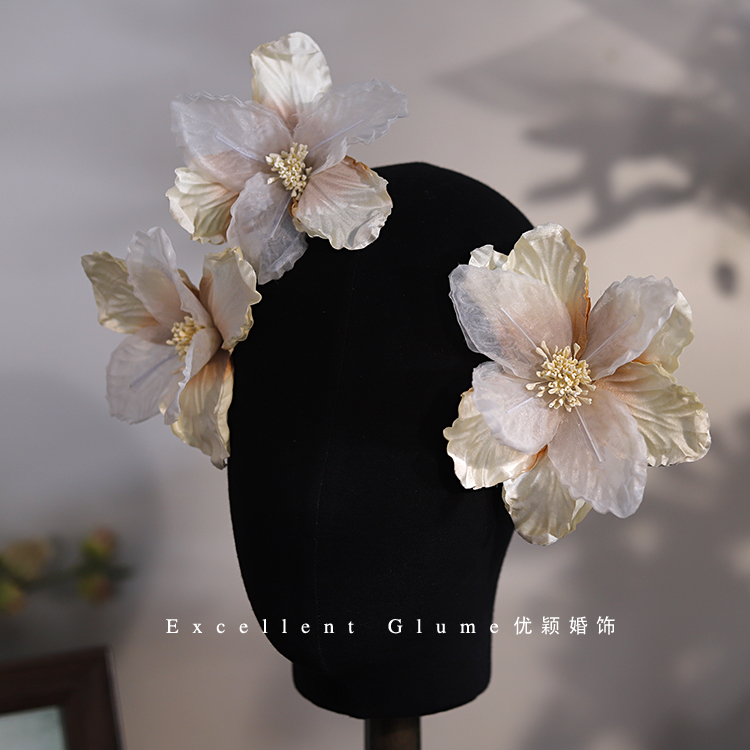 原创花朵法式复古森系新娘头花