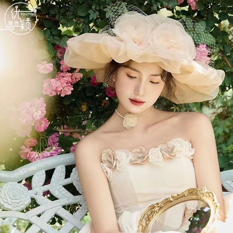 英式浪漫网纱小礼帽复古名媛上海滩优雅头饰白色婚纱礼服外景帽子