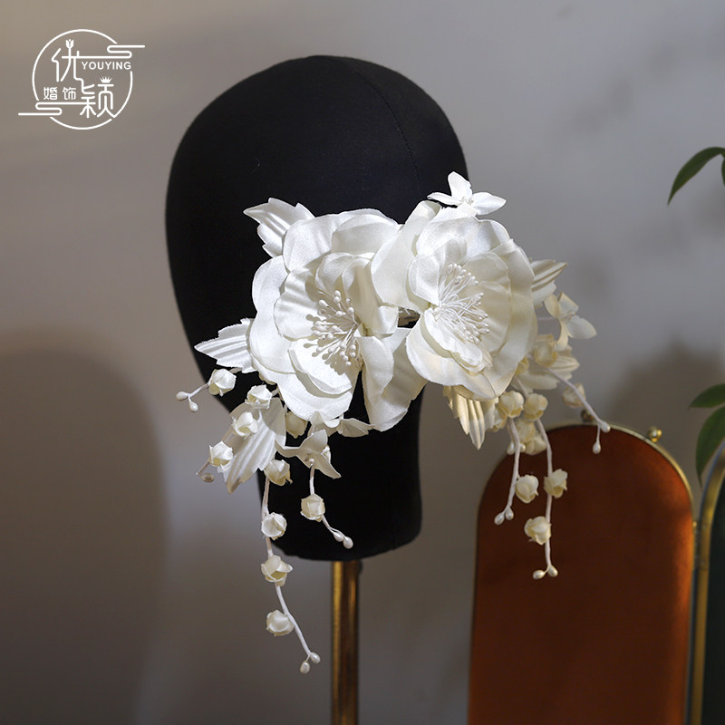 复古山茶花铃兰花发夹森系发饰