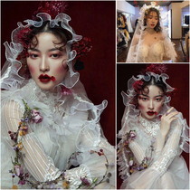 Korean wedding dress, super fairy net, red photo, Mori flower dress, simple temperament, wave soft dress