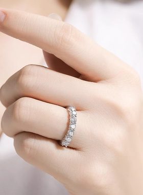 铂金Pt950七颗七公主排钻天然钻石GIA求婚订婚排戒戒指叠单戴