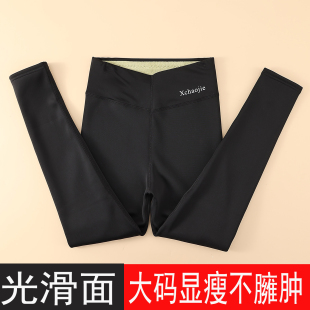 薄棉裤 高腰内穿打底裤 女加厚加绒光滑面保暖裤 大码 薄绒秋裤 秋冬季