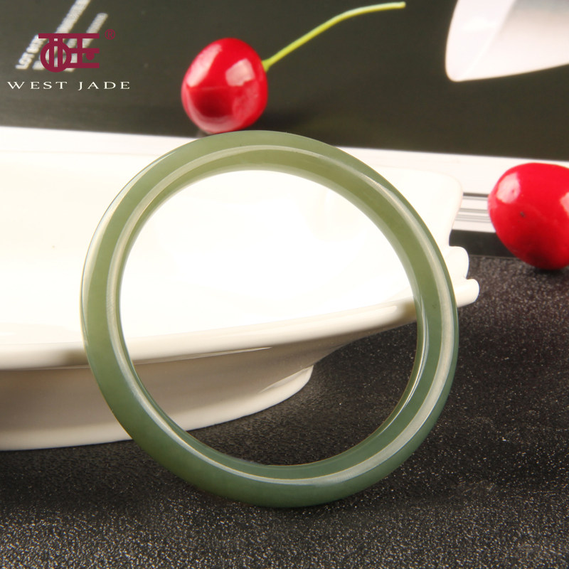 西玉和田玉籽料玉镯沙枣青籽玉细圆条时尚手镯少女玉镯子正品送礼