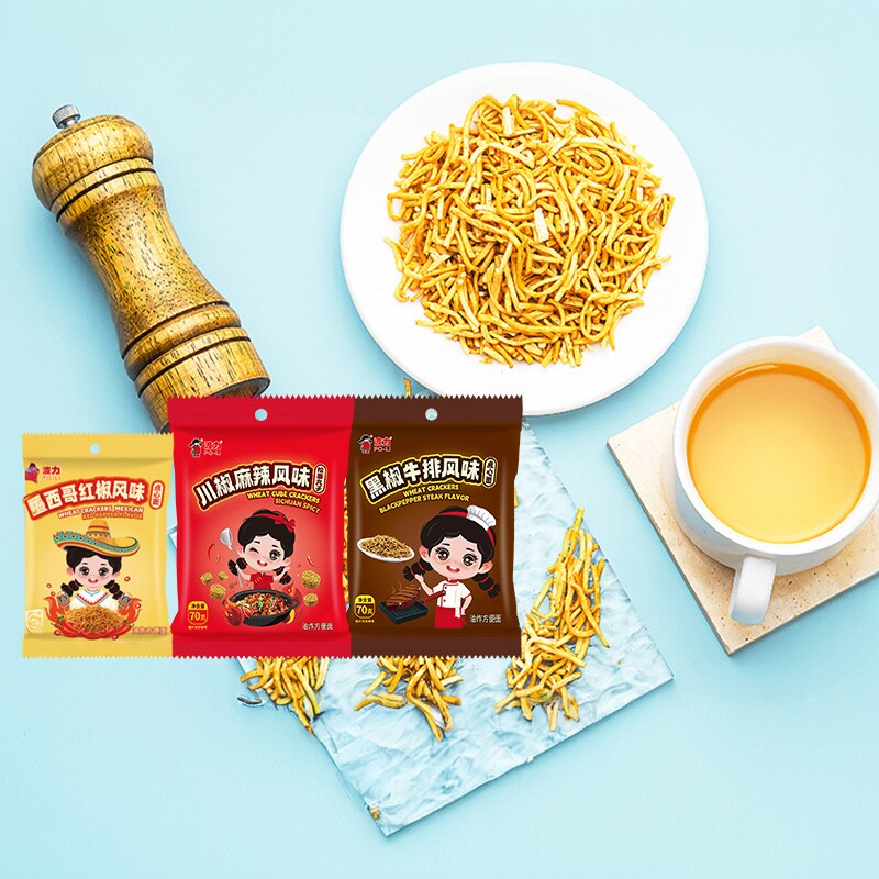 N【波力点心面拉面仔系列】川椒麻辣味黑椒牛排味办公室零食
