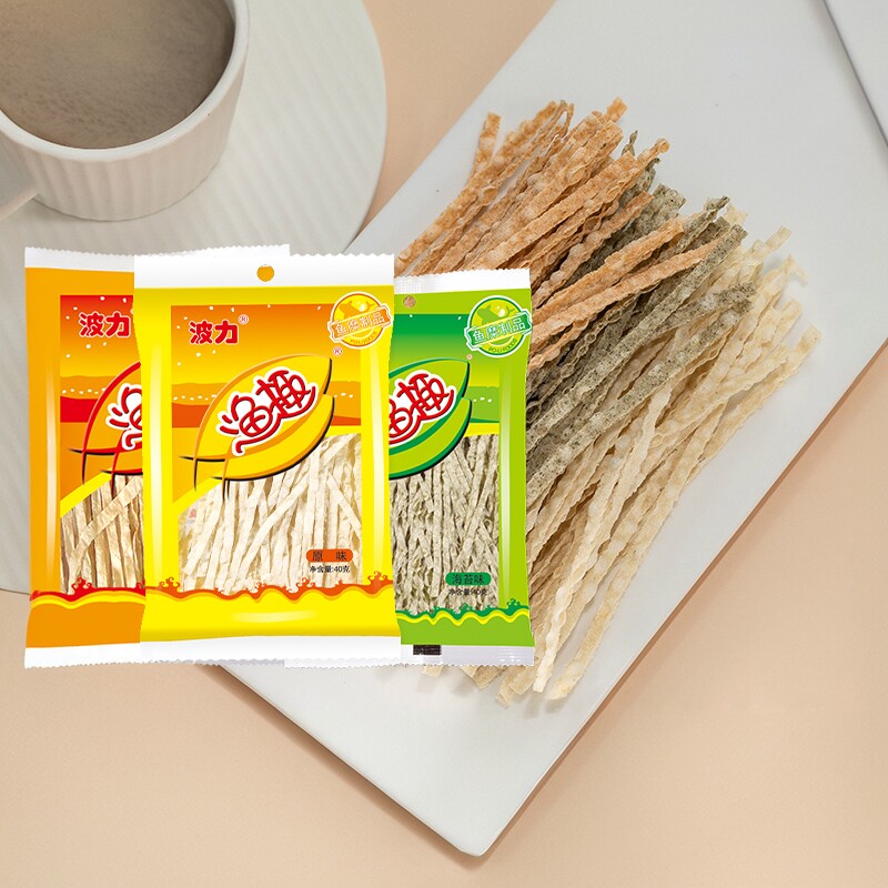 N【波力渔趣40g】 原味海苔味辣味海味零食鱼干鱼柳丝囤货下酒菜