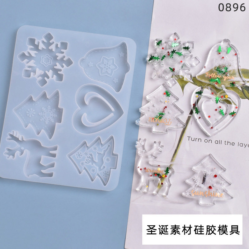 diy水晶滴胶雪花铃铛麋鹿模具6格