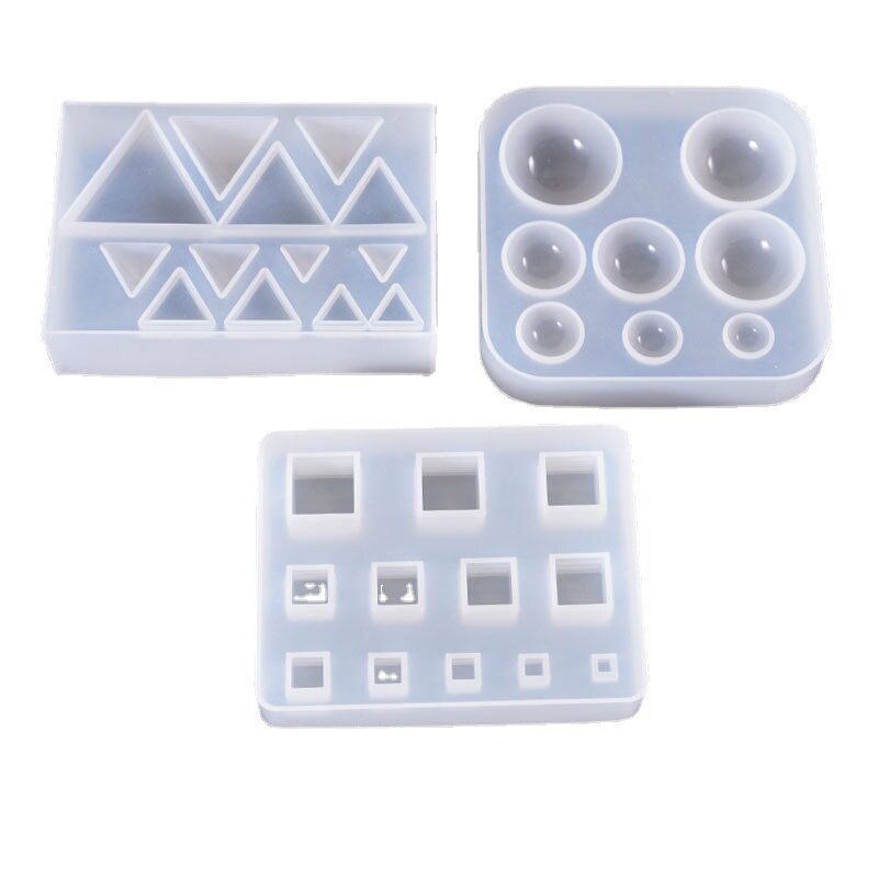 diy水晶滴胶模具 不规则宝石贴片吊坠 三角形圆形硅胶模具