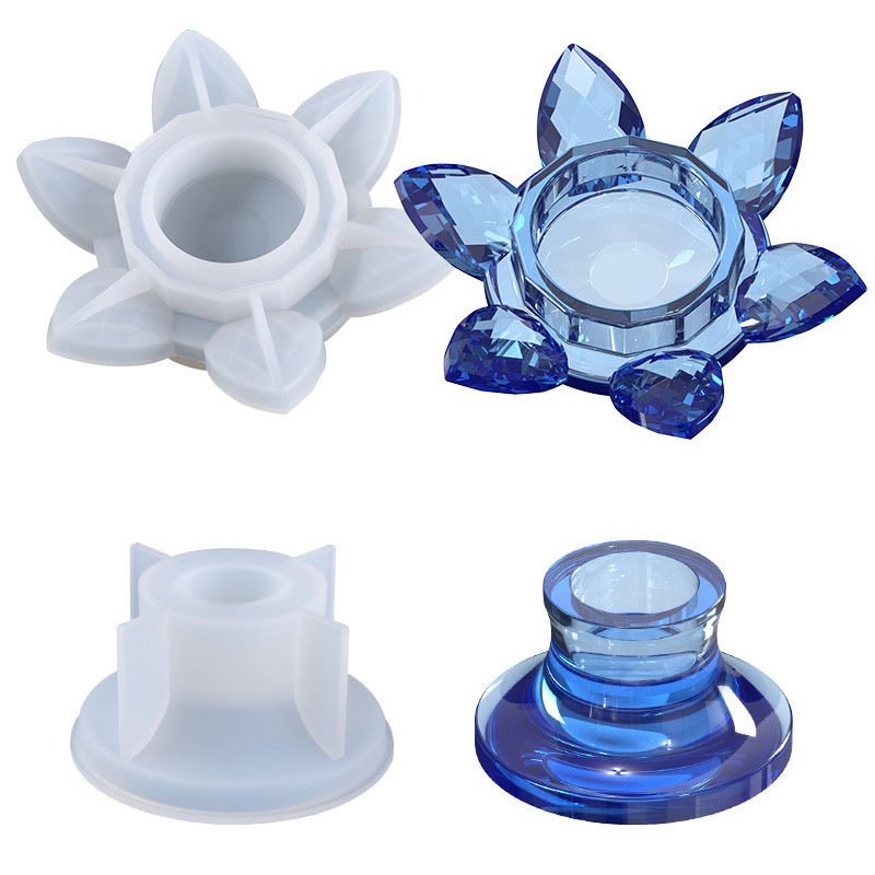 diy水晶滴胶模具莲花烛台汽车摆