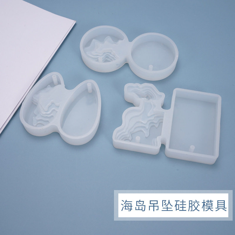 diy水晶滴胶模具岛屿海岛创意阶梯田圆形水滴硅胶模具