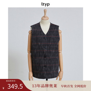 ltyp旅途原品 绵羊毛格纹V领休闲百搭马甲女 新店专享福利NO.140