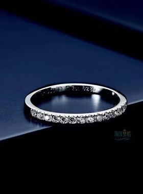 百搭尾护戒细款重工全排真钻微镶指环电镀PT950铂金胖mM大号定制