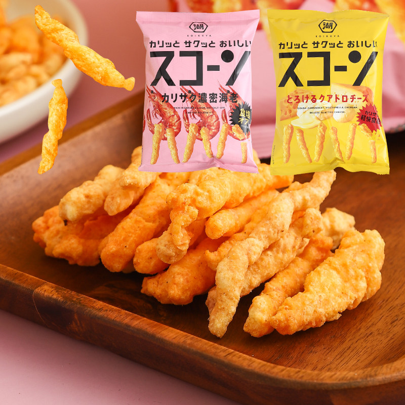 湖池屋薯条烧烤味芝士味栗米条薯条日本进口膨化儿童生日礼物零食