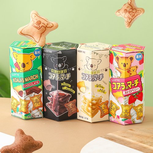 乐天小熊饼干注心巧克力草莓牛奶酱熊仔零食lotte儿童生日礼物