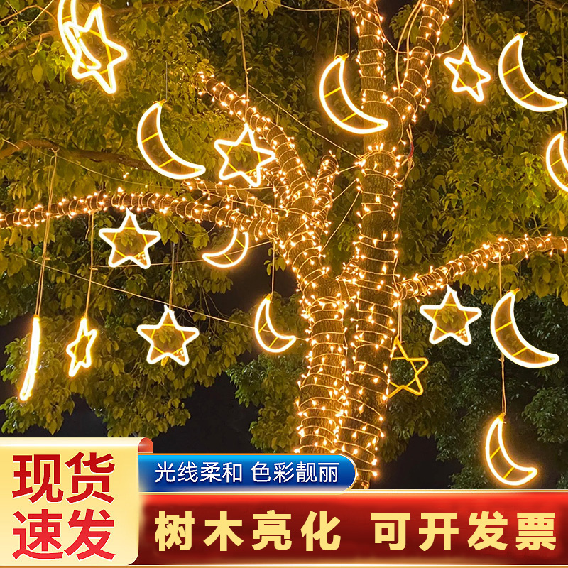 户外五角星LED彩灯挂树装饰灯