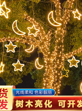 户外树木亮化灯五角星led彩灯挂树上的发光星星挂灯造型灯装饰灯