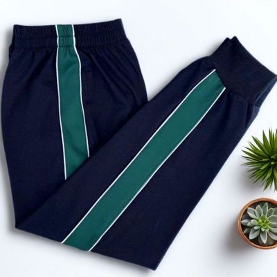 藏蓝色束脚校服裤子宽墨绿