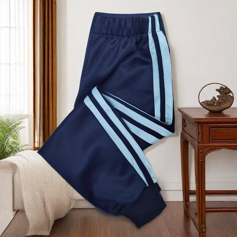 初高中生小学生藏青色束脚校服裤童班服裤天蓝色双杠浅蓝湖蓝色条,运动服/休闲服装,运动长裤,淘宝优惠券,粉丝福利购,淘宝优惠卷