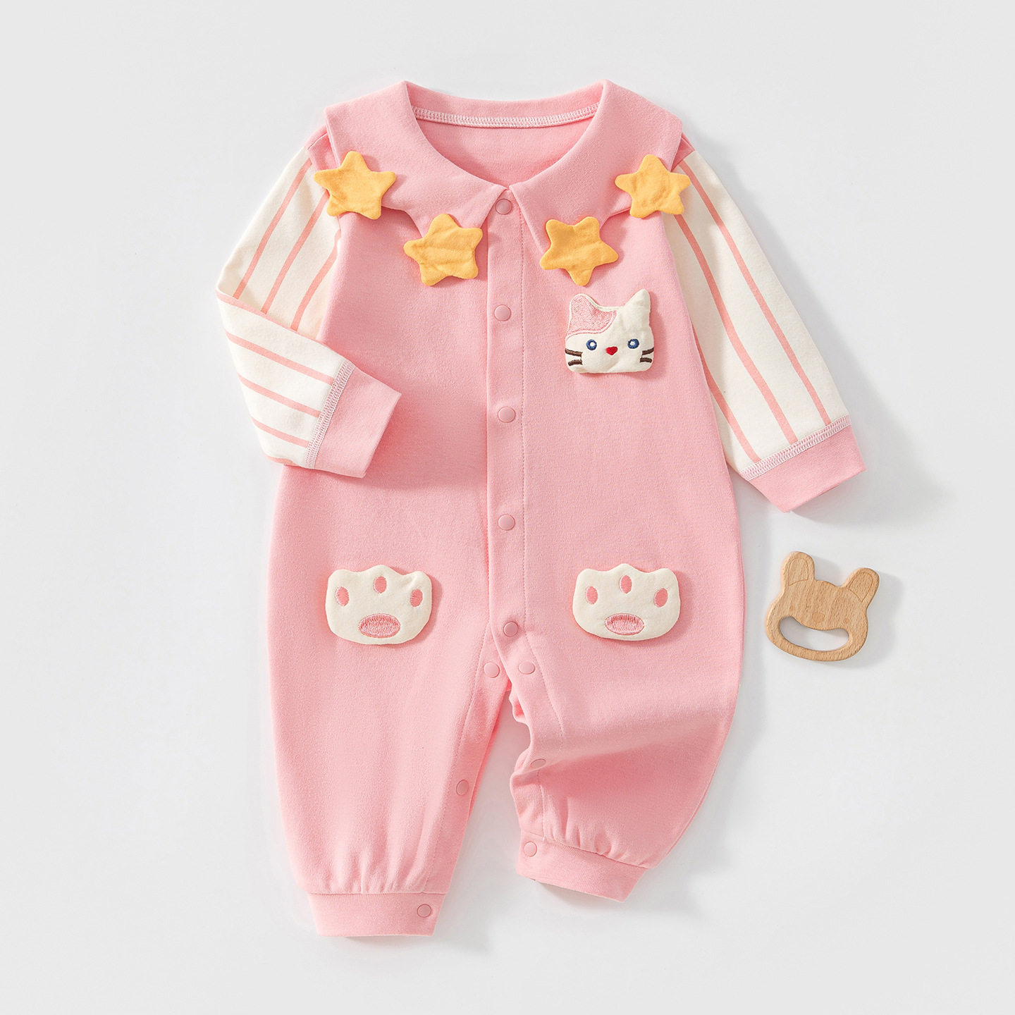 婴幼儿长袖连体哈衣男女宝宝春秋装新生儿衣服纯棉卡通爬服外出服