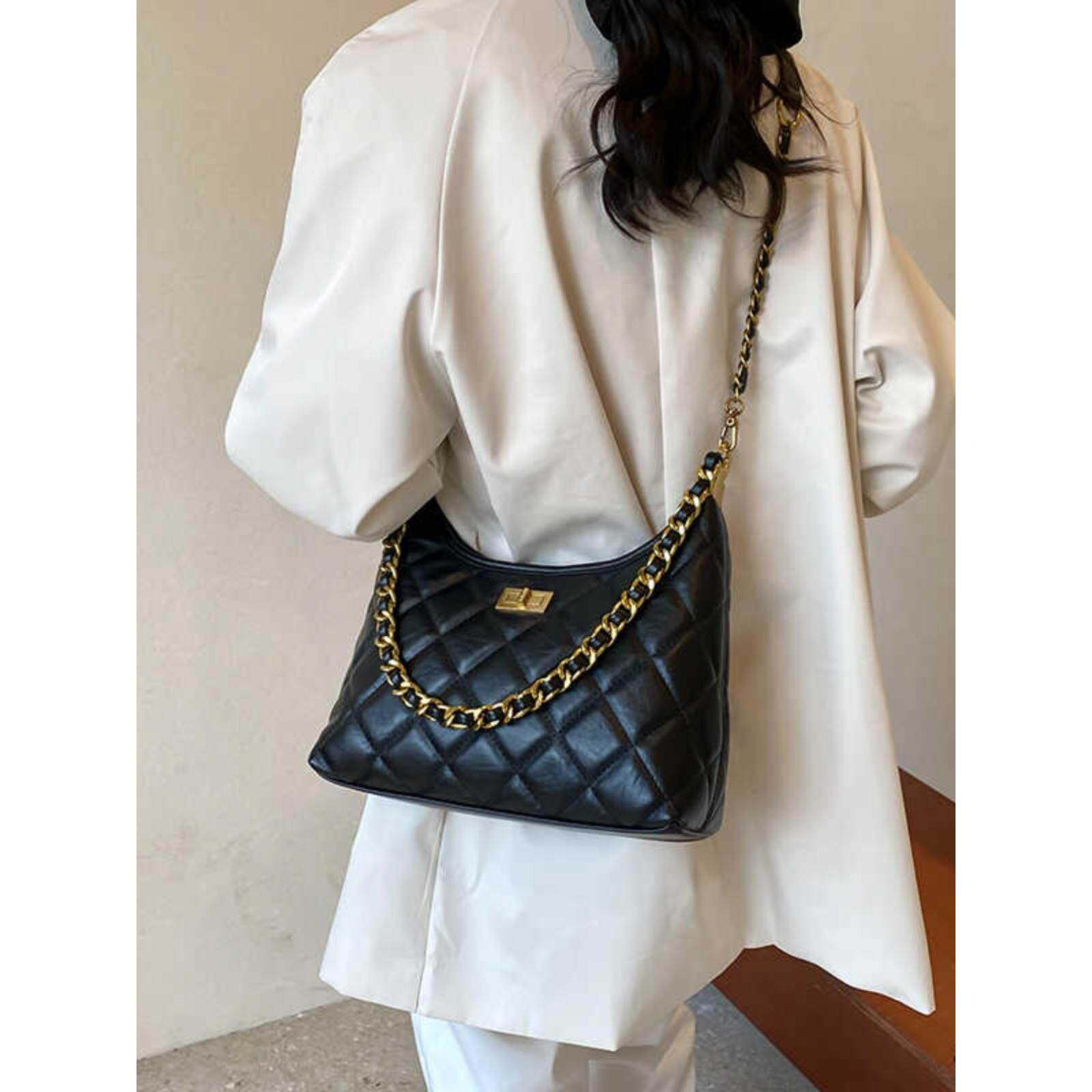 小众轻奢菱格链条包高级感斜挎包女包2025新款简约气质百搭单肩包