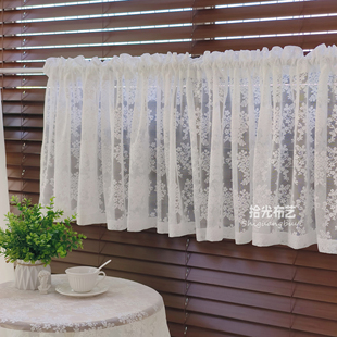 田园蕾丝短帘半帘隔断橱窗小窗帘门帘飘窗柜帘免打孔遮丑帘小清新