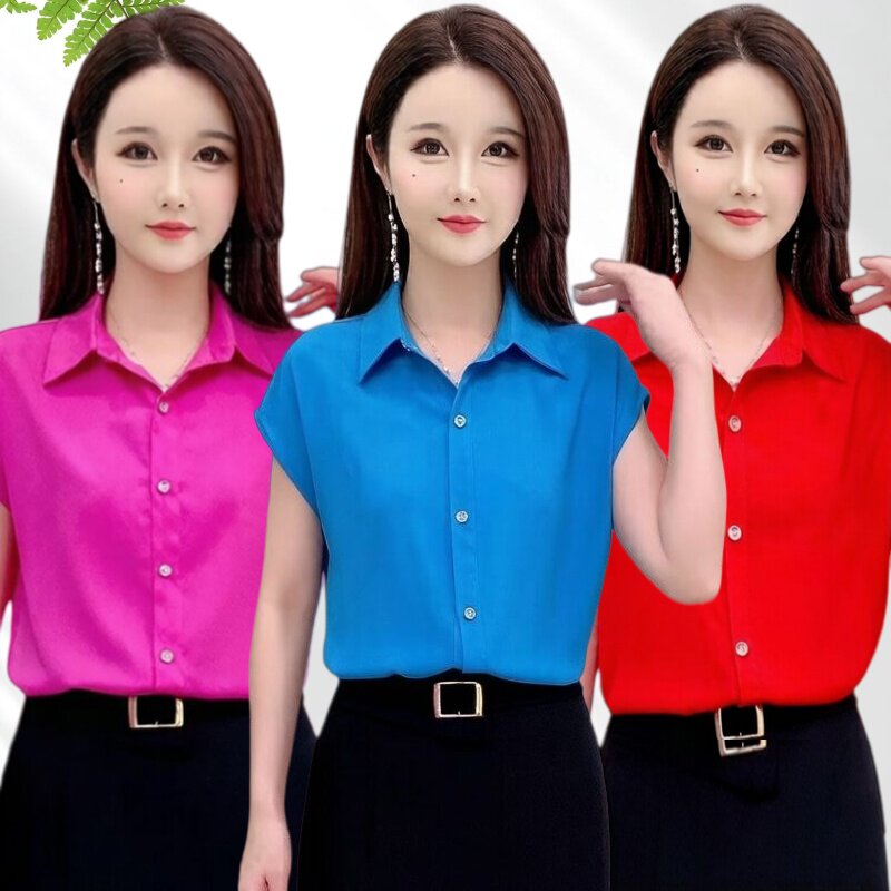 夏季衬衫女薄款短袖气质妈妈上衣图片