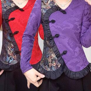 新中式国风上衣女2026新款春秋洋气小衫妈妈高端气质衬衣花边盘扣