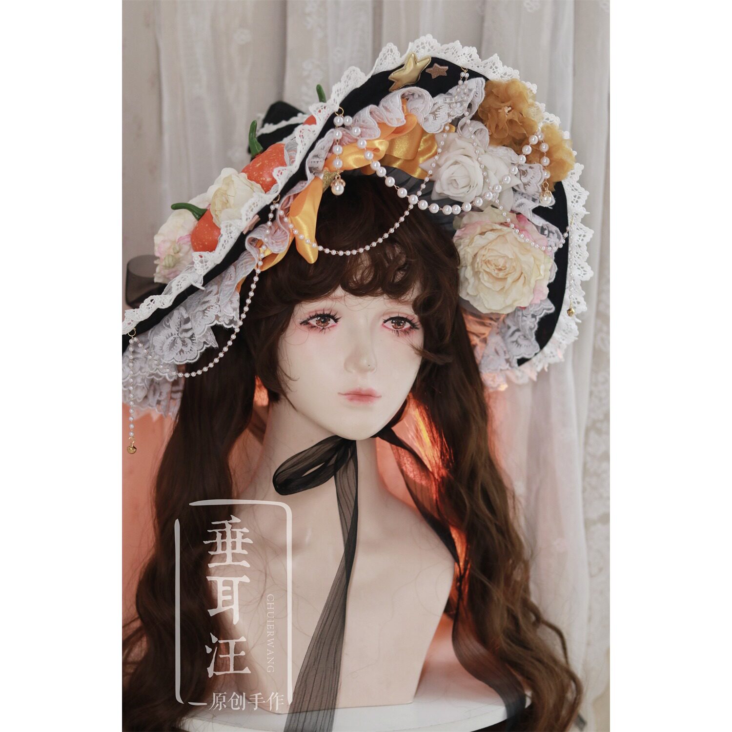 【垂耳汪】新款原创Lolita手作万圣节暗黑漫画女巫魔法帽可爱华丽