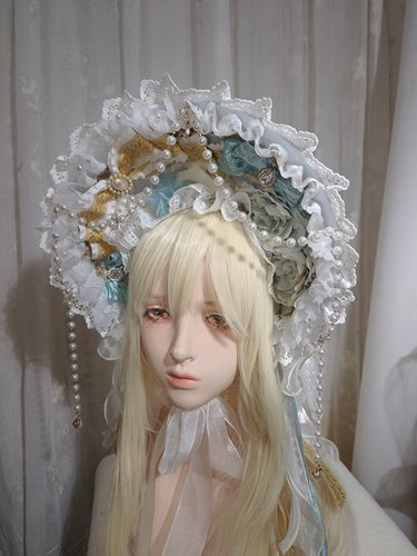 【垂耳汪】25原创Lolita手作吊灯华尔兹花嫁bnt蓝金色走秀华丽