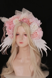 【垂耳汪】原创24新款Lolita手作天使满庭芬芳粉色花嫁华丽kc头饰