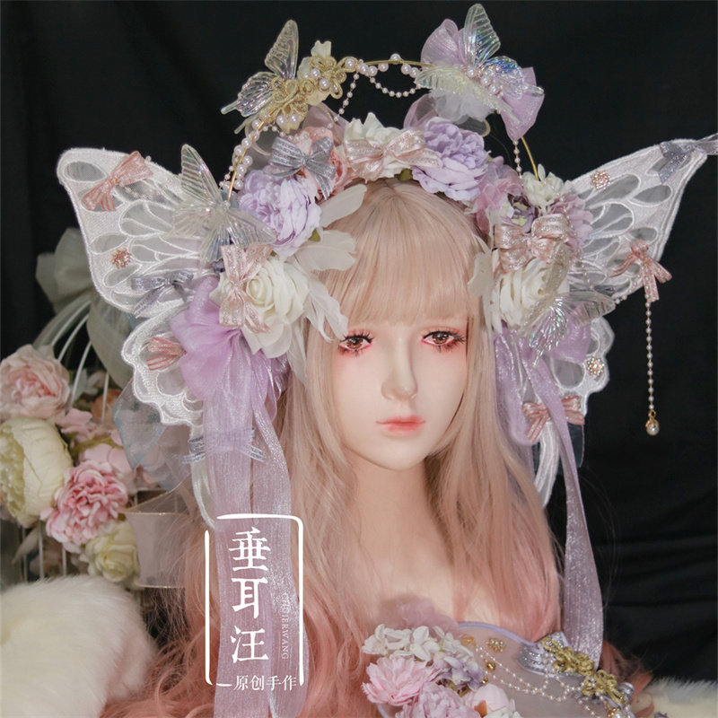 【垂耳汪】原创Lolita手作樱茶天国少女蝴蝶中华风华丽kc花嫁