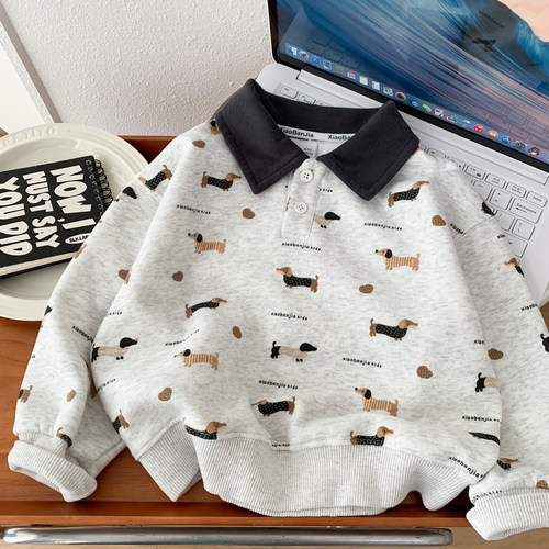 男童春秋款卡通翻领polo衫卫衣