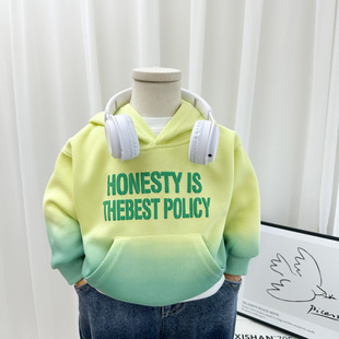 渐变吊染套头上衣中小童帅气 儿童韩版 男童春秋款 连帽卫衣2024新款