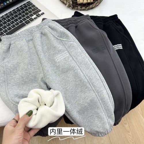 男童秋冬加绒薄绒休闲运动卫裤