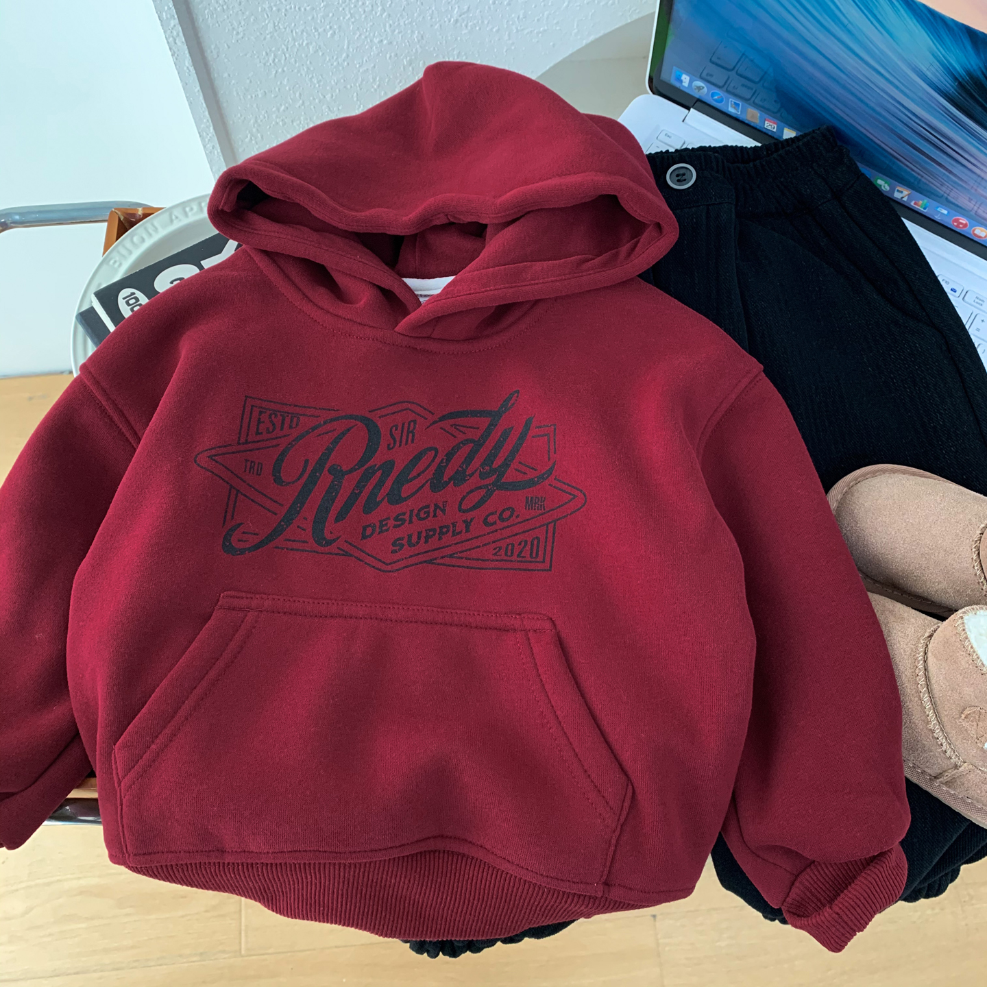 男童冬装连帽卫衣加绒加厚保暖