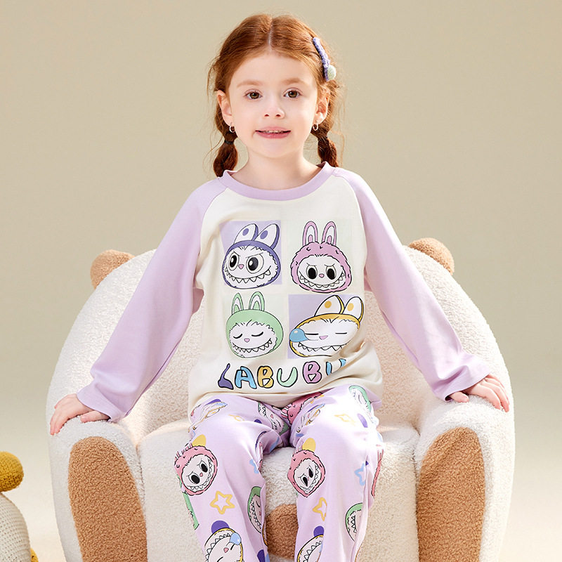 2026春季新款儿童睡衣女童a类纯棉长袖裤女孩卡通全棉家居服套装