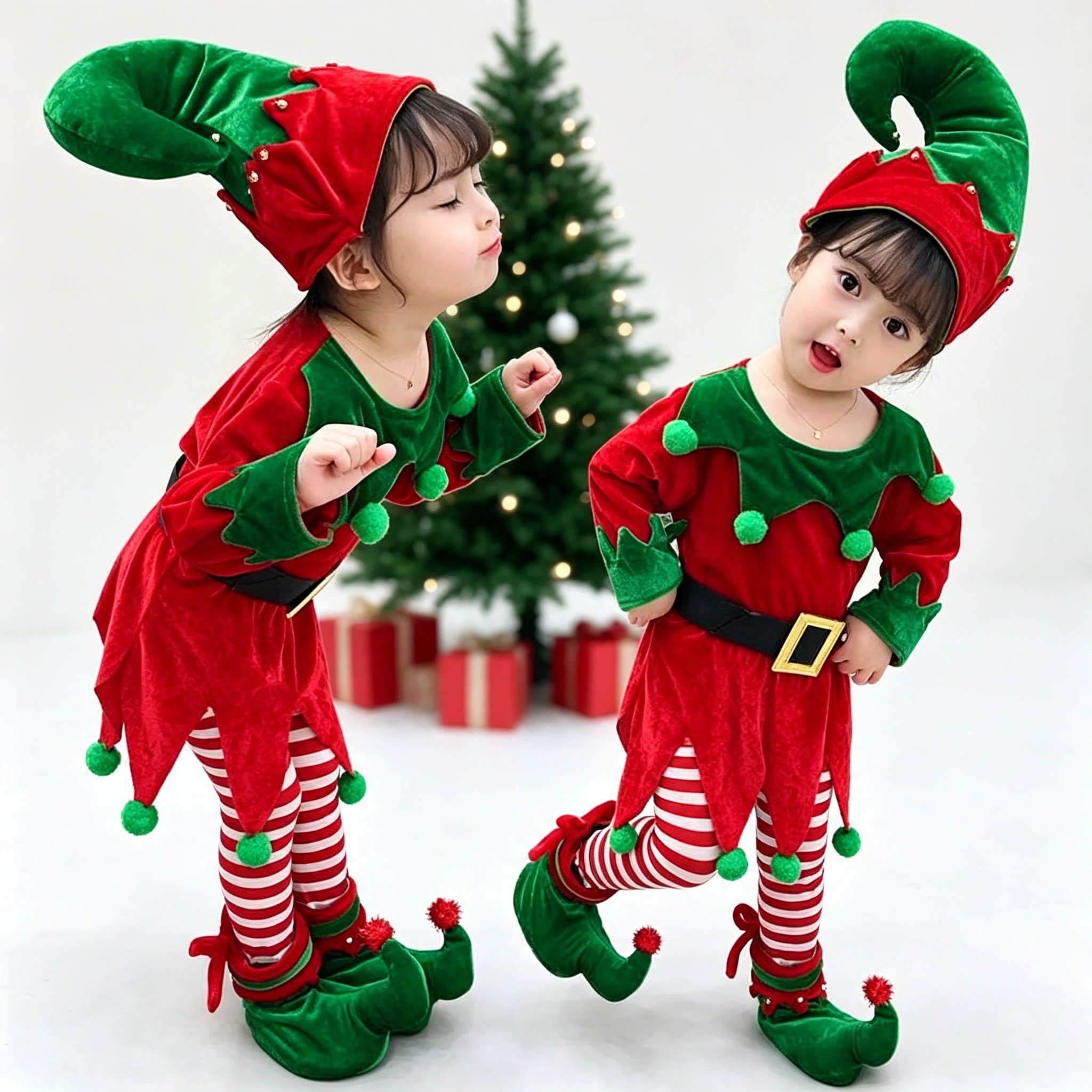 聖誕節儿童服装男童女童cos圣诞精灵装扮幼儿园宝宝可爱表演出服