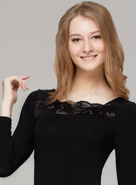 高端新款 华宝莉9980性感 女士方领保暖打底衫套装 莱卡莫代尔棉