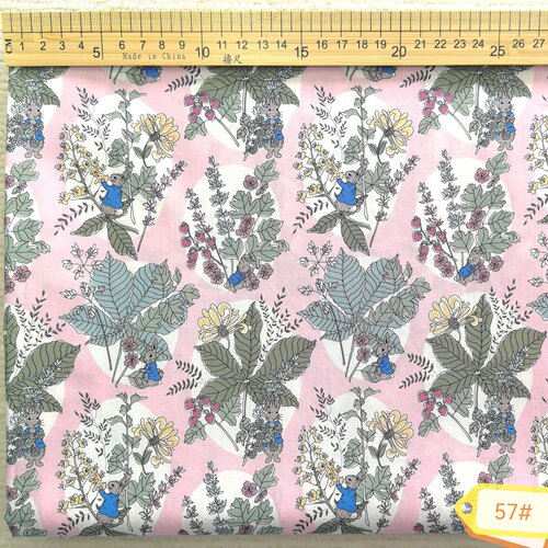 Hawthorn Bunnies粉80支高密优质长绒棉纯棉布料手作面料57#