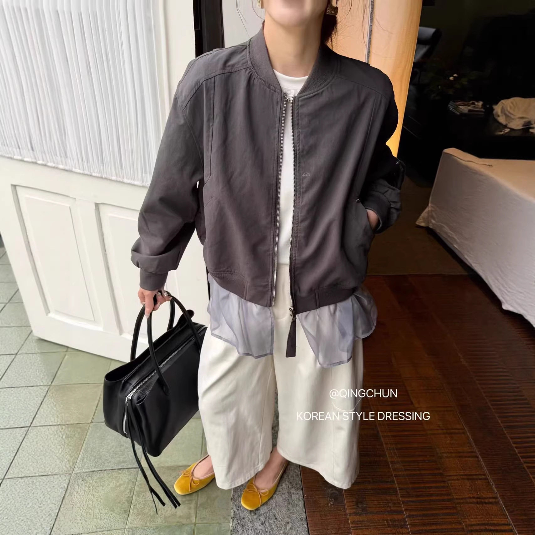 休闲圆领拼接棒球服短外套女2026春季韩版宽松显瘦小个子百搭夹克