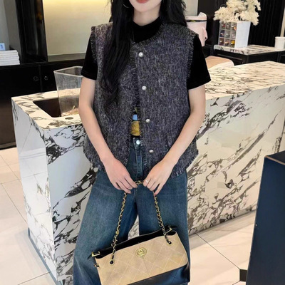 小香风马甲背心女外穿春秋装新款2025爆款马夹高级感无袖坎肩