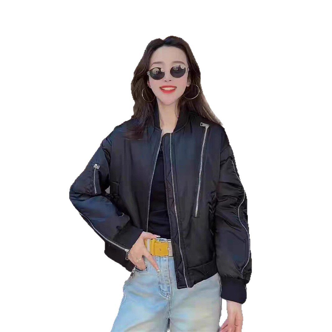 夹棉棒球服外套女短款2025春秋新款爆款小个子二棉女装飞行员夹克
